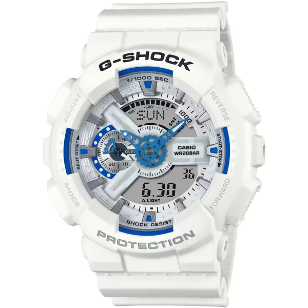 Casio G-Shock men's watch GA-110HDS-7AER, white dial, white plastic strap