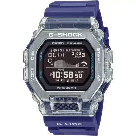 Casio G-Shock men's watch GBX-100S-2ER, black dial, purple plastic strap