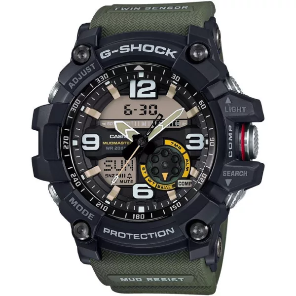 Casio G-Shock Mudmaster men's watch GG-1000-1A3ER, black dial, green plastic strap