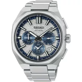 Seiko Astron 145th Anniversary Limited Edition men's watch set HAB004J1, silver dial, silver titanium strap