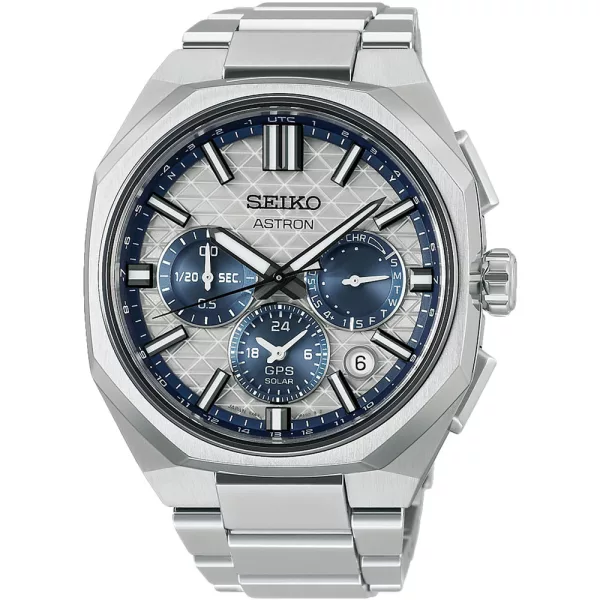 Seiko Astron 145th Anniversary Limited Edition men's watch set HAB004J1, silver dial, silver titanium strap