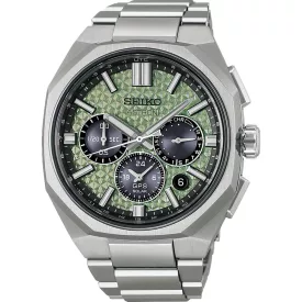 Seiko Astron 145th Anniversary Limited Edition men's watch set HAB005J1, green dial, silver titanium strap