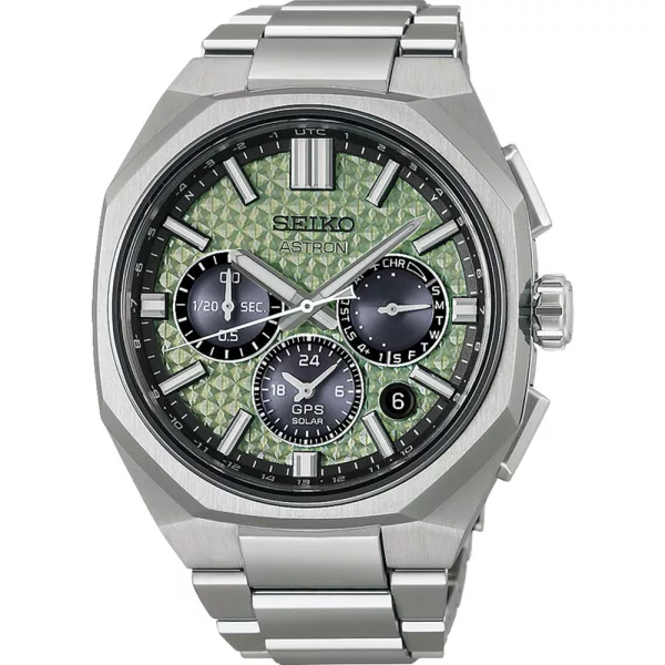 Seiko Astron 145th Anniversary Limited Edition men's watch set HAB005J1, green dial, silver titanium strap