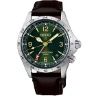 Seiko Prospex Alpinist GMT men's watch HBC007J1, green dial, brown leather strap
