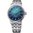 Seiko Presage Cocktail Time Emerald Mist men's watch HCB001J1, blue dial, silver stainless steel strap
