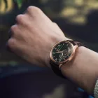 Seiko Presage Japanese Garden men's watch HCB007J1, green dial, brown leather strap