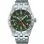Seiko 5 Sports Field GMT men's watch HDB001K1, green dial, silver stainless steel strap