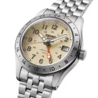 Seiko 5 Sports Field GMT men's watch HDB002K1, beige dial, silver stainless steel strap