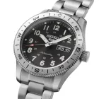 Seiko 5 Sports Field New Design men's watch HDB006K1, black dial, silver stainless steel strap