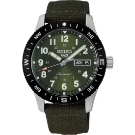 Seiko 5 Sports Field New Design men's watch HDB008K1, green dial, green leather strap