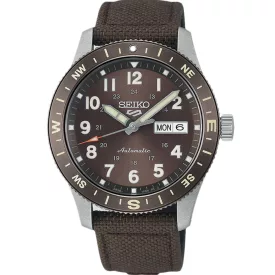 Seiko 5 Sports Field New Design men's watch HDB009K1, brown dial, brown leather strap