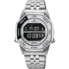 Seiko Rotocall Reissue men's watch HFL002P1, black dial, silver stainless steel strap