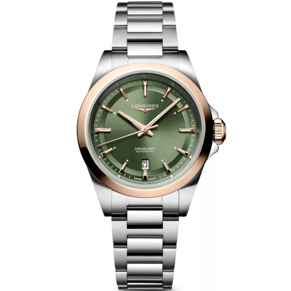 Longines Conquest women's watch l3.320.5.02.6, green dial, silver stainless steel strap
