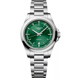 Longines Conquest women's watch L3.350.4.09.6, green dial, silver stainless steel strap