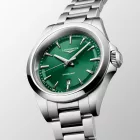Longines Conquest women's watch L3.350.4.09.6, green dial, silver stainless steel strap