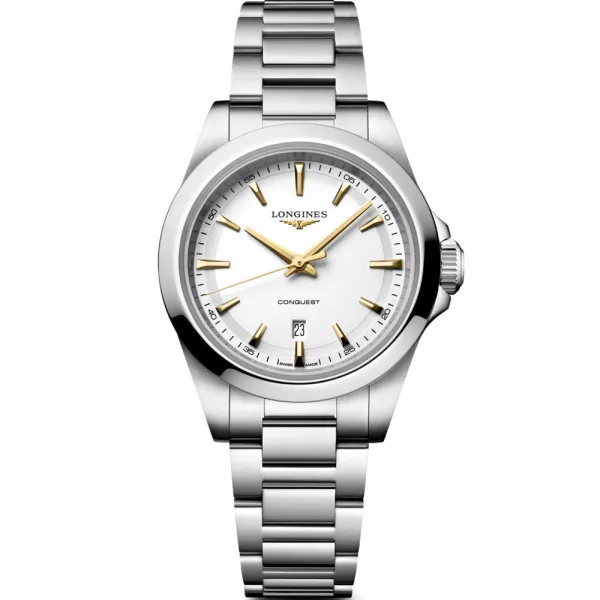 Longines Conquest women's watch L3.350.4.12.6, white dial, silver stainless steel strap