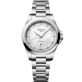 Longines Conquest women's watch L3.350.4.87.6, white dial, silver stainless steel strap