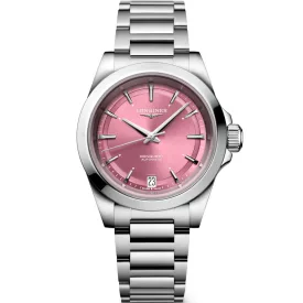 Longines Conquest women's watch L3.430.4.99.6, pink dial, silver stainless steel strap