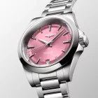 Longines Conquest women's watch L3.430.4.99.6, pink dial, silver stainless steel strap
