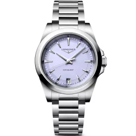 Longines Conquest women's watch L3.460.4.02.6, purple dial, silver stainless steel strap