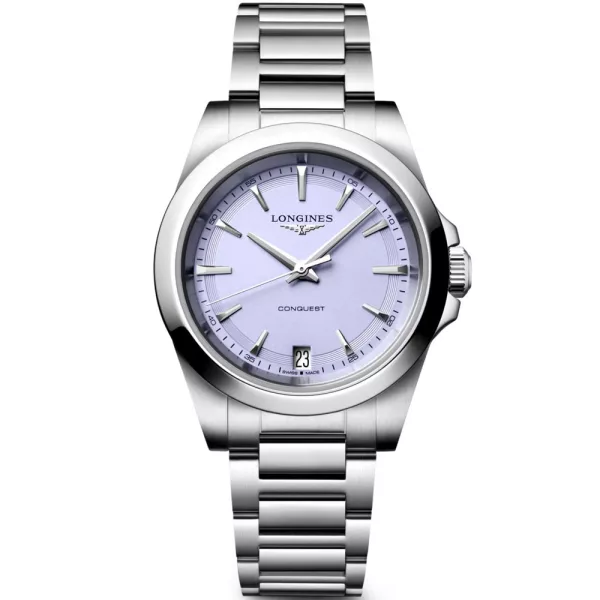 Longines Conquest women's watch L3.460.4.02.6, purple dial, silver stainless steel strap