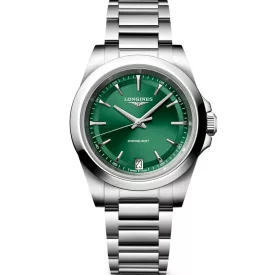 Longines Conquest women's watch L3.460.4.09.6, green dial, silver stainless steel strap