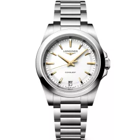 Longines Conquest women's watch L3.460.4.12.6, white dial, silver stainless steel strap