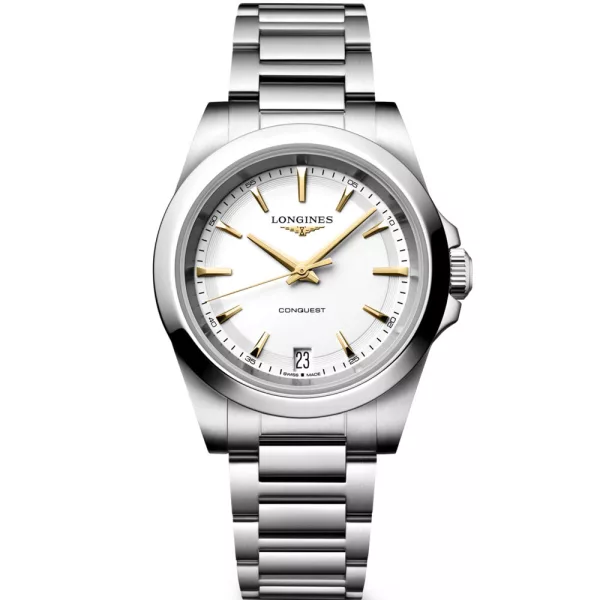 Longines Conquest women's watch L3.460.4.12.6, white dial, silver stainless steel strap