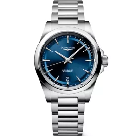 Longines Conquest men's watch L3.720.4.92.6, blue dial, silver stainless steel strap