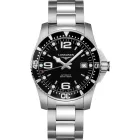 Longines HydroConquest men's watch L3.742.4.56.6, black dial, silver stainless steel strap