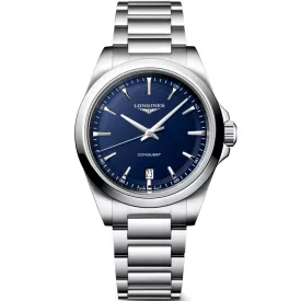 Longines Conquest unisex watch L3.750.4.92.6, blue dial, silver stainless steel strap