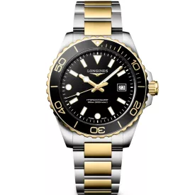 Longines HydroConquest men's watch L3.769.3.56.7, black dial, silver stainless steel strap