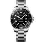 Longines HydroConquest men's watch L3.769.4.56.6, black dial, silver stainless steel strap