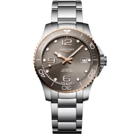 Longines HydroConquest men's watch L3.780.3.78.6, gray dial, silver stainless steel strap