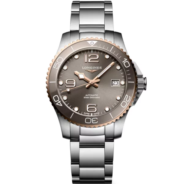 Longines HydroConquest men's watch L3.780.3.78.6, gray dial, silver stainless steel strap