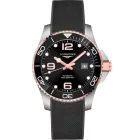 Longines HydroConquest men's watch L3.782.3.58.9, black dial, black silicone strap