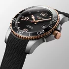 Longines HydroConquest men's watch L3.782.3.58.9, black dial, black silicone strap