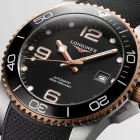 Longines HydroConquest men's watch L3.782.3.58.9, black dial, black silicone strap
