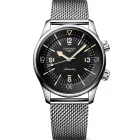 Longines Legend Diver 59 men's watch set L3.795.4.59.9, black dial, silver stainless steel strap