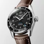 Longines Spirit Zulu Time men's watch L3.802.4.53.2, black dial, brown leather strap
