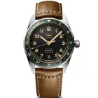 Longines Spirit Zulu Time men's watch L3.802.4.63.2, green dial, brown leather strap