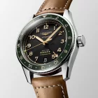 Longines Spirit Zulu Time men's watch L3.802.4.63.2, green dial, brown leather strap