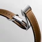 Longines Spirit Zulu Time men's watch L3.802.4.63.2, green dial, brown leather strap