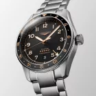 Longines Spirit Zulu Time men's watch L3.812.4.50.6, black dial, silver stainless steel strap