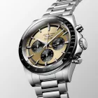 Longines Conquest Chronograph men's watch L3.835.4.32.6, gold dial, silver stainless steel strap