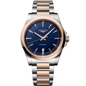 Longines Conquest men's watch L3.860.3.98.7, blue dial, silver stainless steel strap