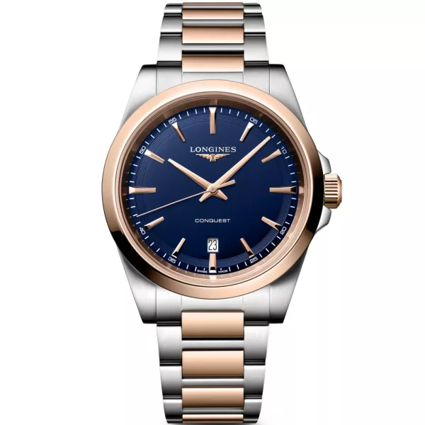 Longines Conquest men's watch L3.860.3.98.7, blue dial, silver stainless steel strap