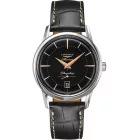 Longines Flagship Heritage men's watch L4.795.4.58.0, black dial, black leather strap