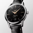 Longines Flagship Heritage men's watch L4.795.4.58.0, black dial, black leather strap