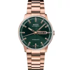 Mido Commander Datoday men's watch M021.430.33.091.00, green dial, rose gold stainless steel strap